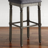 Upholstered Wood Bar Stools with Nailhead Trim, Gray, Set of 2