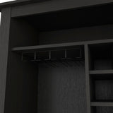 Bar Cabinet - Black - Open Shelf - Built-In Wine Rack