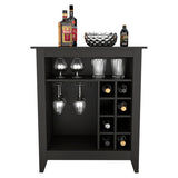 Bar Cabinet - Black - Open Shelf - Built-In Wine Rack
