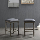 Swivel Counter Stools - Rubber Wood - Washed Gray - Set of 2