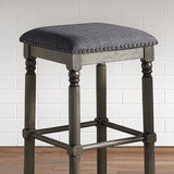 Swivel Counter Stools - Rubber Wood - Washed Gray - Set of 2