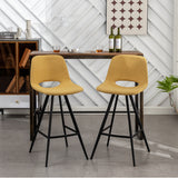 Counter Height Stools - Fabric - Yellow - 28.25" Seat - Set of 2