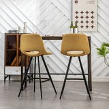 Counter Height Stools - Fabric - Yellow - 28.25" Seat - Set of 2