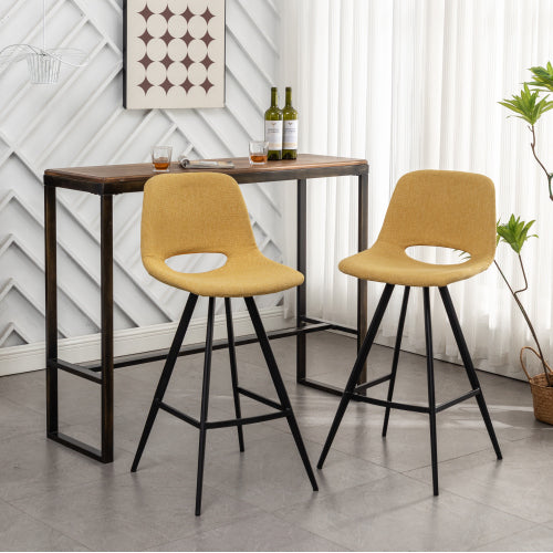 Counter Height Stools - Fabric - Yellow - 28.25" Seat - Set of 2