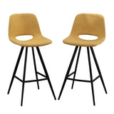 Counter Height Stools - Fabric - Yellow - 28.25" Seat - Set of 2