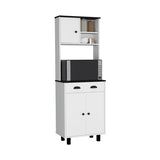 Kitchen Pantry Cabinet - White & Black - 3 Doors & Drawer - 67"H