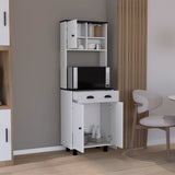 Kitchen Pantry Cabinet - White & Black - 3 Doors & Drawer - 67"H