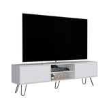 TV Stand - White - Hairpin Legs - Cable Management - 70.9"W