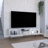 TV Stand - White - Hairpin Legs - Cable Management - 70.9"W