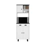 Kitchen Pantry Cabinet - White & Black - 3 Doors & Drawer - 67"H