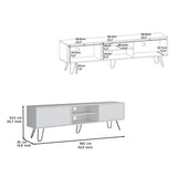 TV Stand - White - Hairpin Legs - Cable Management - 70.9"W