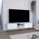 TV Stand - White - Hairpin Legs - Cable Management - 70.9"W