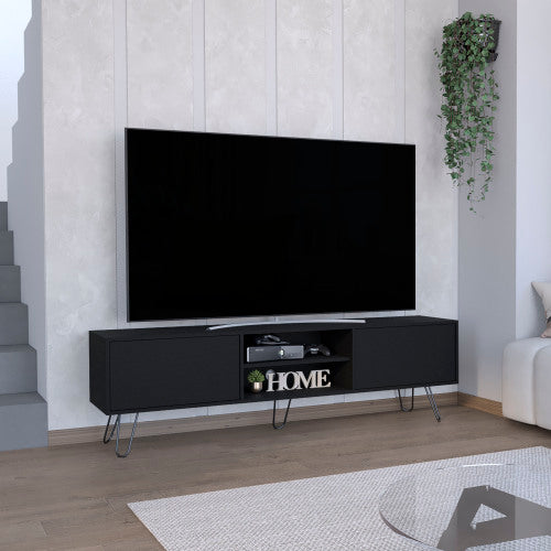 TV Stand - Hairpin Legs - Manufactured Wood - Black - 70.9"W