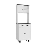 Kitchen Pantry Cabinet - White & Black - 3 Doors & Drawer - 67"H
