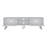 TV Stand - White - Hairpin Legs - Cable Management - 70.9"W
