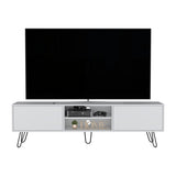 TV Stand - White - Hairpin Legs - Cable Management - 70.9"W