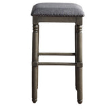 Upholstered Wood Bar Stools with Nailhead Trim, Gray, Set of 2