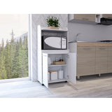 Kitchen Cart - Microwave Shelf - Double Door Cabinet - Casters