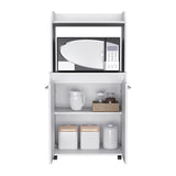 Kitchen Cart - Microwave Shelf - Double Door Cabinet - Casters