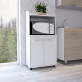 Kitchen Cart - Microwave Shelf - Double Door Cabinet - Casters