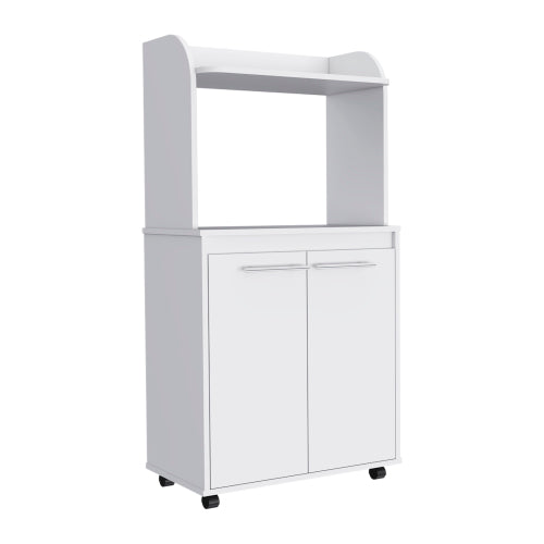 Kitchen Cart - Microwave Shelf - Double Door Cabinet - Casters