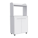 Kitchen Cart - Microwave Shelf - Double Door Cabinet - Casters