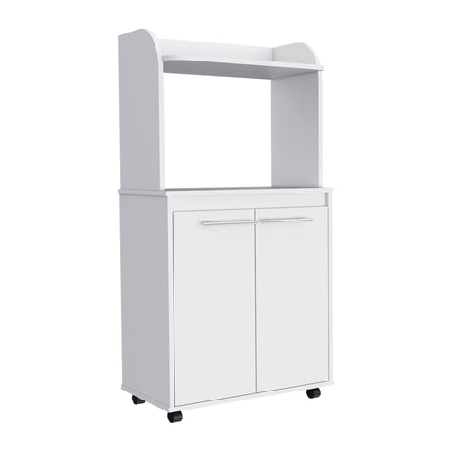 Kitchen Cart - Microwave Shelf - Double Door Cabinet - Casters