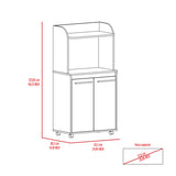 Kitchen Cart - Microwave Shelf - Double Door Cabinet - Casters