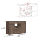 Sideboard - Two Drawers & Double Door Cabinet - Dark Walnut