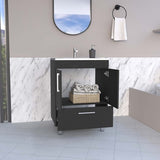 Single Bathroom Vanity with Double Door Cabinet and Drawer, Black