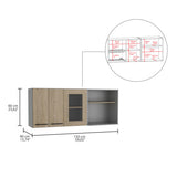 Kitchen Wall Cabinet - 4 Doors - Microwave Space & Dish Holder