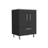 Single Bathroom Vanity with Double Door Cabinet and Drawer, Black
