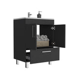 Single Bathroom Vanity with Double Door Cabinet and Drawer, Black