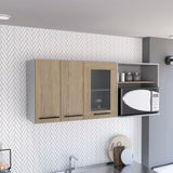 Kitchen Wall Cabinet - 4 Doors - Microwave Space & Dish Holder