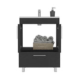 Single Bathroom Vanity with Double Door Cabinet and Drawer, Black