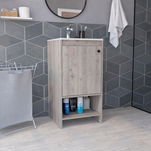 Bathroom Vanity - Single Door Cabinet - Light Gray - 17.7"W