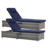 Outdoor Sofa PE Rattan Furniture Deck Chair Gray Rattan
