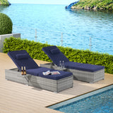 Outdoor Sofa PE Rattan Furniture Deck Chair Gray Rattan