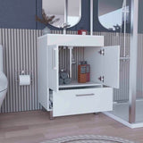 Single Bathroom Vanity - Double Door and Drawer - White - 29.5"