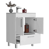 Single Bathroom Vanity - Double Door and Drawer - White - 29.5"