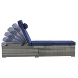 Outdoor Sofa PE Rattan Furniture Deck Chair Gray Rattan