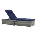 Outdoor Sofa PE Rattan Furniture Deck Chair Gray Rattan