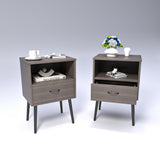 Engineered Wood Nightstand Grey