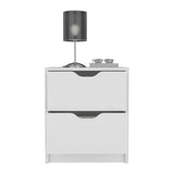 Nightstand - Two Drawers - White - Handle-Free Pull Out Fronts