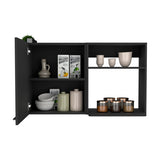 Wall Cabinet - One Door with Open Shelves - Metal Handles