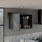 Wall Cabinet - One Door with Open Shelves - Metal Handles