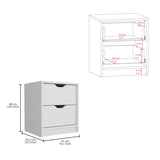Nightstand - 2 Drawers - White Laminate - 16.1"W x 18.8"H