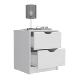 Nightstand - Two Drawers - White - Handle-Free Pull Out Fronts