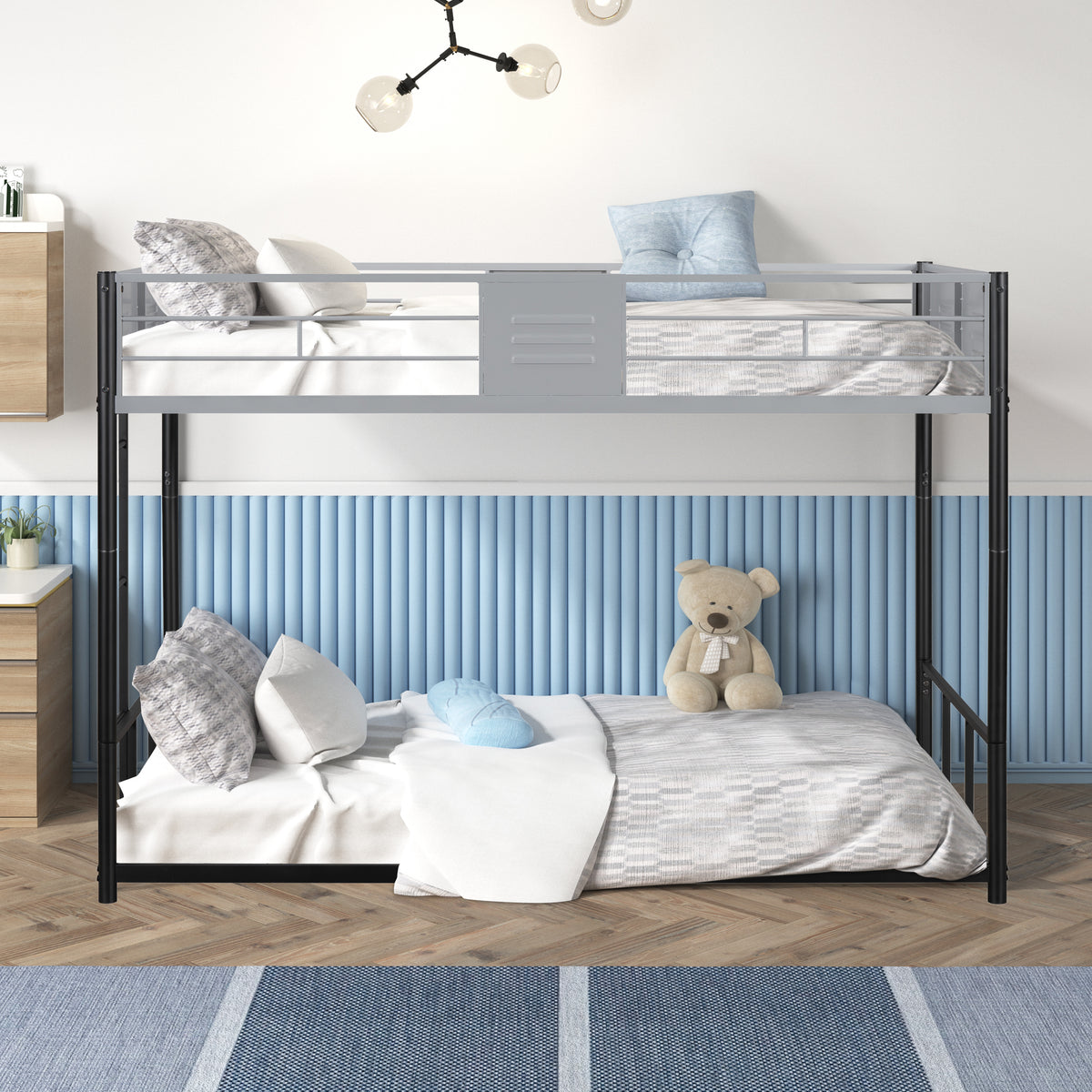 Twin Metal Bunk Bed Black