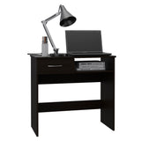 Home Office Desk & Bookcase Set - Black - Drawer & Keyboard Tray